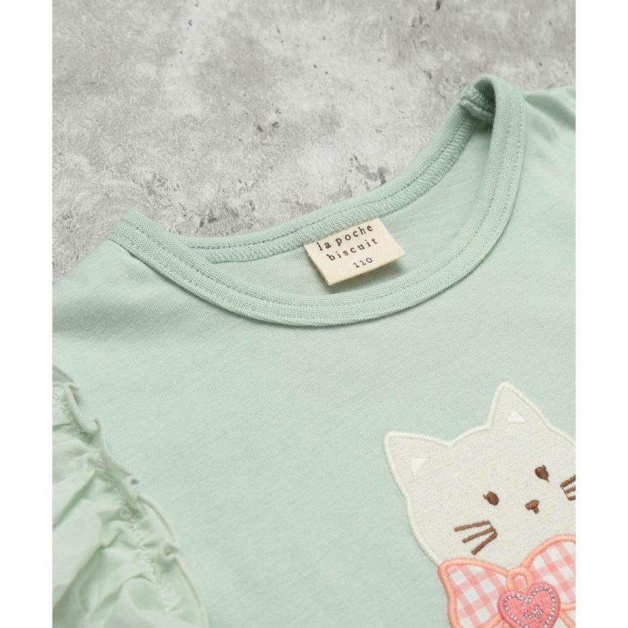 ラポシェビスキュイ La poche biscuit おめかし猫ちゃん フリルスリーブワンピース ( 90 100 110 120 130 140 ） | la poche biscuit | 05