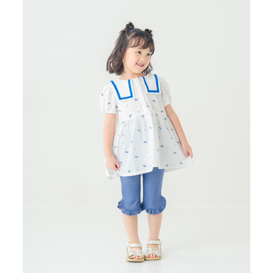 ラポシェビスキュイ La poche biscuit デニムニット フリルパンツ（七分丈） ( 90 100 110 120 130 140 ） | la poche biscuit | 10
