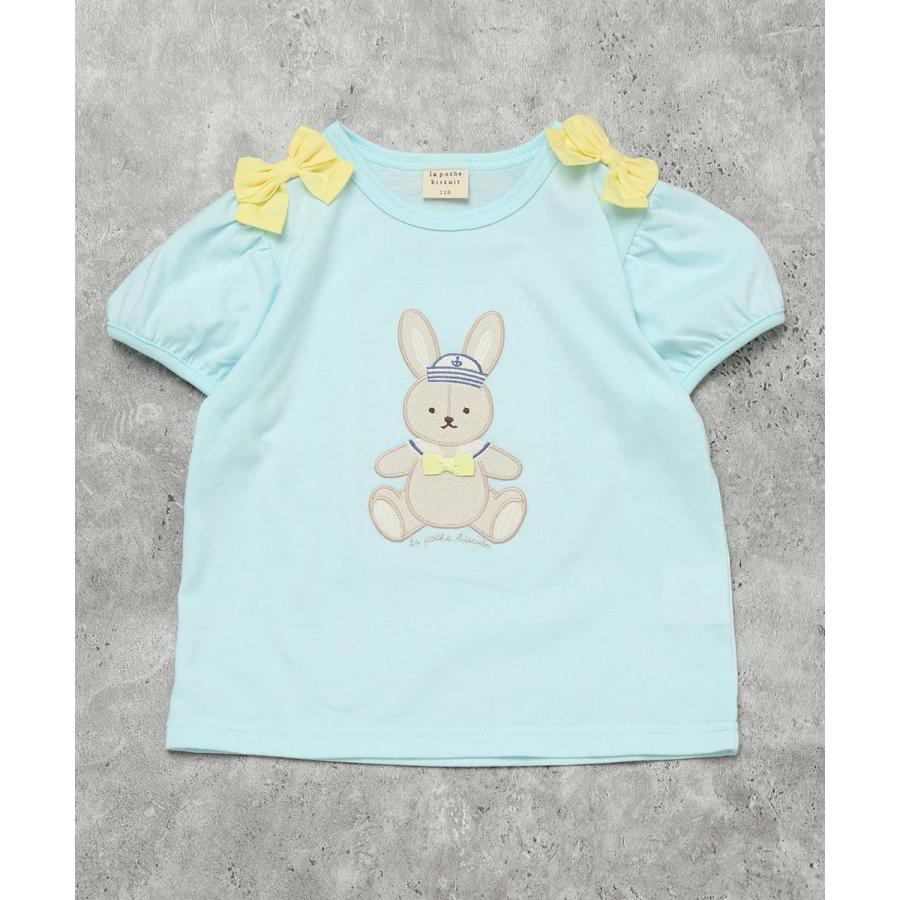 ラポシェビスキュイ La poche biscuit 肩リボン ウサギ Tシャツ ( 90 100 110 120 130 140 ） | la poche biscuit | 03