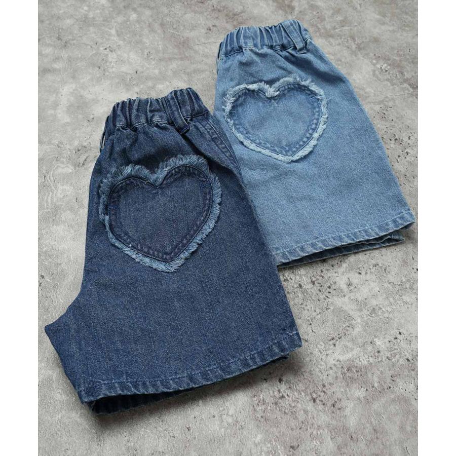 ●40％OFFセール●ラポシェビスキュイ La poche biscuit ハートポケット デニム ショートパンツ ( 90 100 110 120 130 140 ）　アウトレット | la poche biscuit | 09