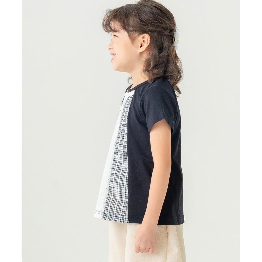 ●20%OFFセール●ラポシェビスキュイ La poche biscuit 異素材パッチワーク ティアードチュニック ( 110 120 130 140 ) | la poche biscuit | 04