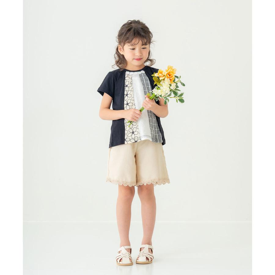 ●20%OFFセール●ラポシェビスキュイ La poche biscuit 異素材パッチワーク ティアードチュニック ( 110 120 130 140 ) | la poche biscuit | 06