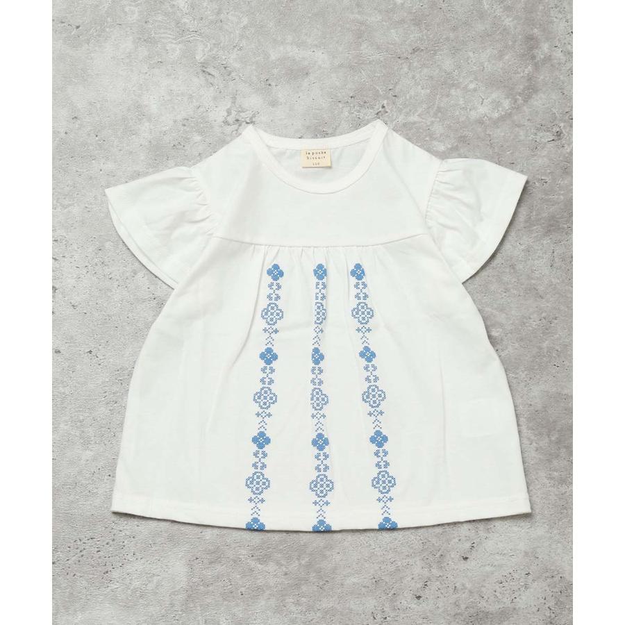 ●20%OFFセール●ラポシェビスキュイ La poche biscuit 刺繍風プリント半袖Tシャツ ( 110 120 130 140 )　子ども服 キッズ ジュニア | la poche biscuit | 01