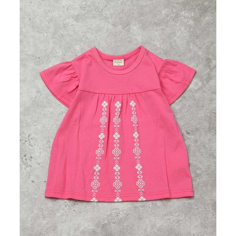 ●20%OFFセール●ラポシェビスキュイ La poche biscuit 刺繍風プリント半袖Tシャツ ( 110 120 130 140 )　子ども服 キッズ ジュニア | la poche biscuit | 02