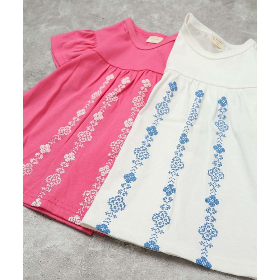 ●20%OFFセール●ラポシェビスキュイ La poche biscuit 刺繍風プリント半袖Tシャツ ( 110 120 130 140 )　子ども服 キッズ ジュニア | la poche biscuit | 07