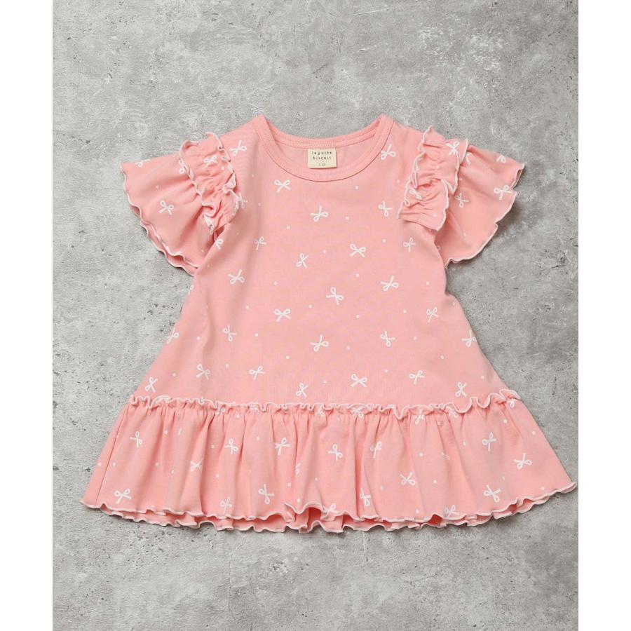 ●20%OFFセール●ラポシェビスキュイ La poche biscuit フリル袖ドット＆リボン柄半袖Tシャツ ( 90 100 110 120 )　子ども服 キッズ | la poche biscuit | 02