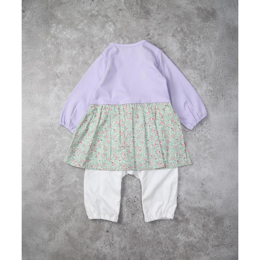 ラポシェビスキュイ La poche biscuit うさぎ　プリント＆小花柄切替 カバーオール ( 70 80 )　　長袖　花柄　女の子 | la poche biscuit | 04
