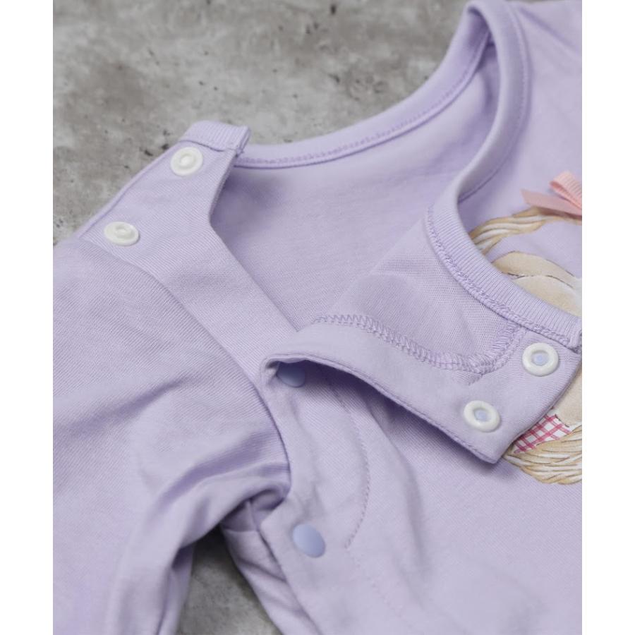 ラポシェビスキュイ La poche biscuit うさぎ　プリント＆小花柄切替 カバーオール ( 70 80 )　　長袖　花柄　女の子 | la poche biscuit | 07