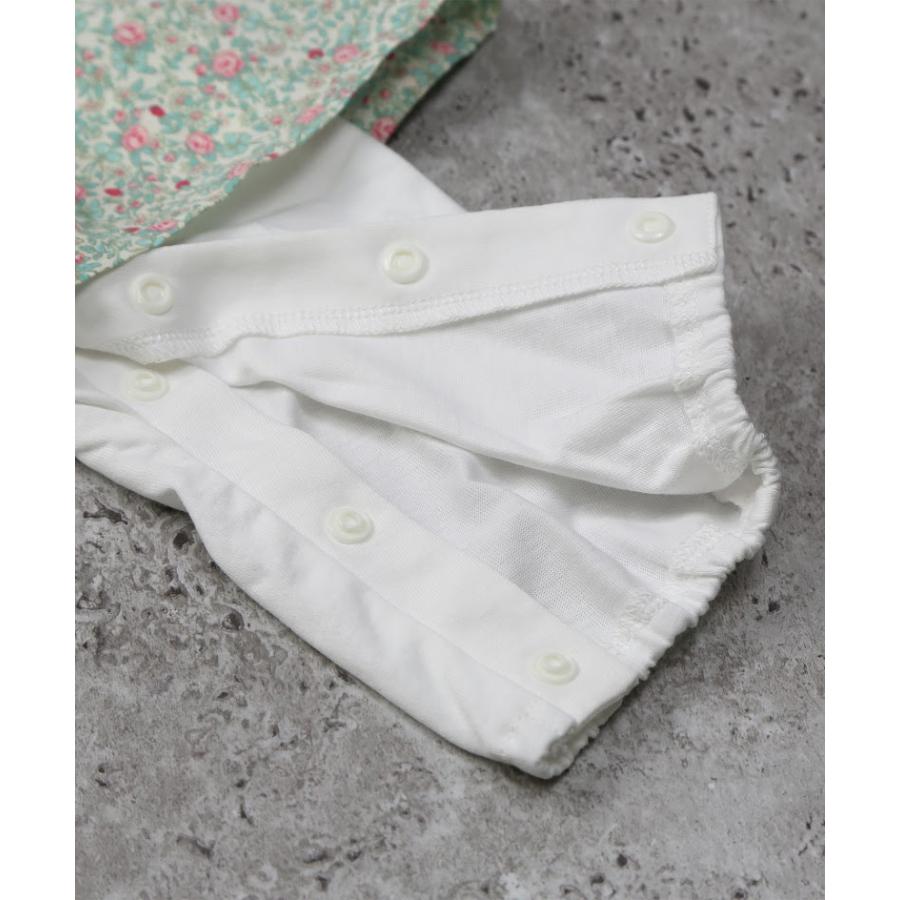 ラポシェビスキュイ La poche biscuit うさぎ　プリント＆小花柄切替 カバーオール ( 70 80 )　　長袖　花柄　女の子 | la poche biscuit | 09