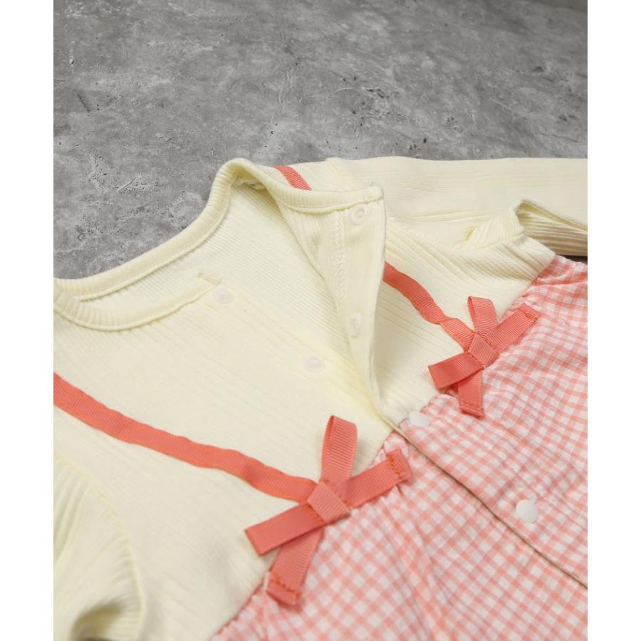 ラポシェビスキュイ La poche biscuitギンガムチェックキャミ 重ね着風 カバーオール ( 70 80 ) | la poche biscuit | 05