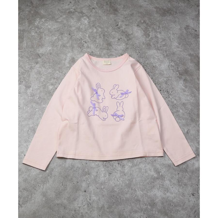 ラポシェビスキュイ La poche biscuit うさぎ　リボン　長袖　Tシャツ　ロンT　( 90 100 110 120 130 140 ) | la poche biscuit | 02