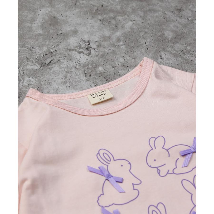 ラポシェビスキュイ La poche biscuit うさぎ　リボン　長袖　Tシャツ　ロンT　( 90 100 110 120 130 140 ) | la poche biscuit | 05