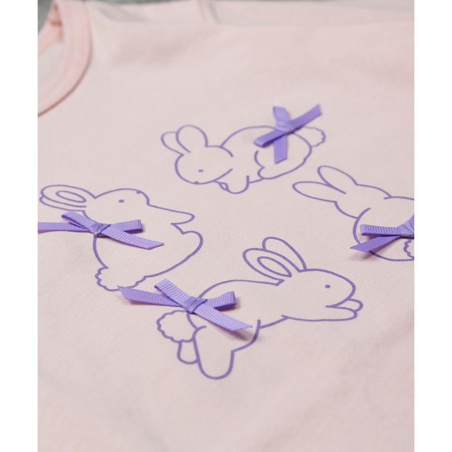 ラポシェビスキュイ La poche biscuit うさぎ　リボン　長袖　Tシャツ　ロンT　( 90 100 110 120 130 140 ) | la poche biscuit | 08