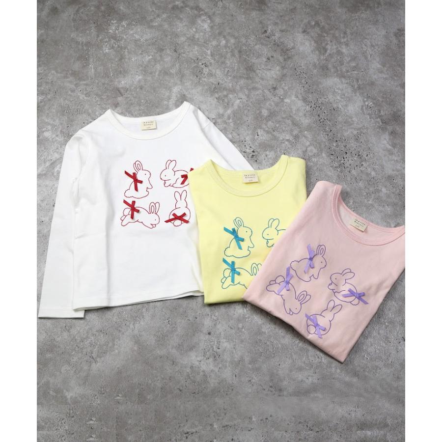 ラポシェビスキュイ La poche biscuit うさぎ　リボン　長袖　Tシャツ　ロンT　( 90 100 110 120 130 140 ) | la poche biscuit | 09