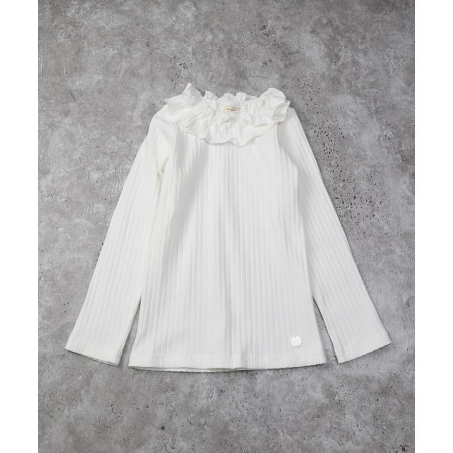 ラポシェビスキュイ La poche biscuit 衿フリル ロンT リブ 長袖 Tシャツ　( 90 100 110 120 130 140 ) | la poche biscuit | 01