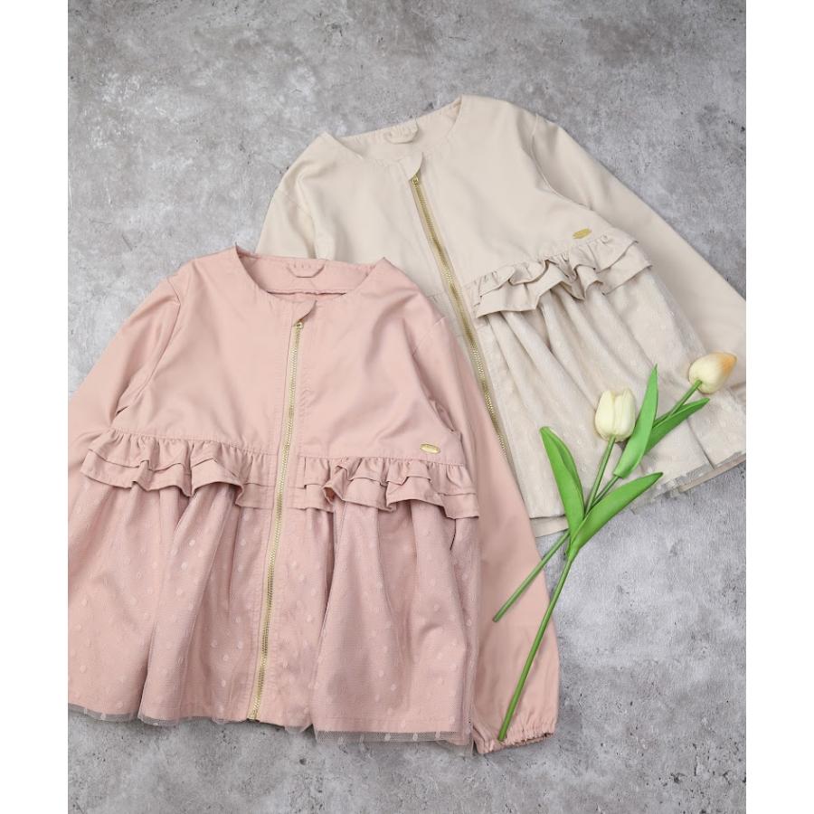 ラポシェビスキュイ La poche biscuit　チュール切り替えノーカラー ジャケット　( 90 100 110 120 130 140 ) | la poche biscuit | 11