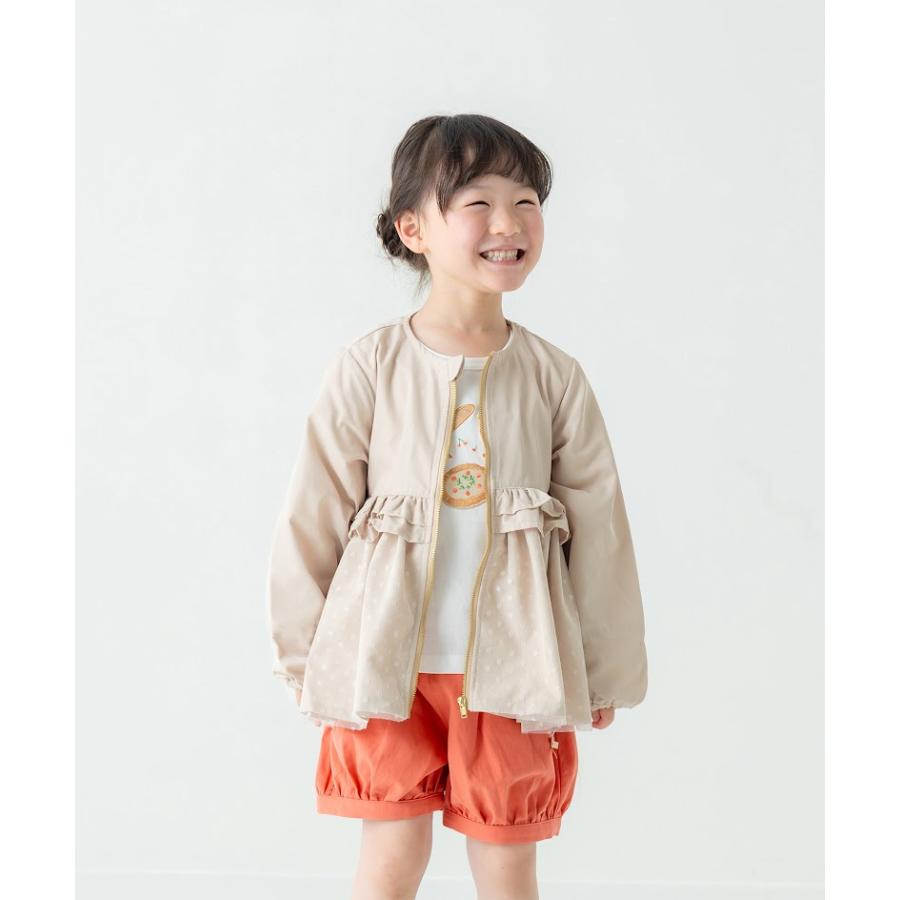 ラポシェビスキュイ La poche biscuit　チュール切り替えノーカラー ジャケット　( 90 100 110 120 130 140 ) | la poche biscuit | 01