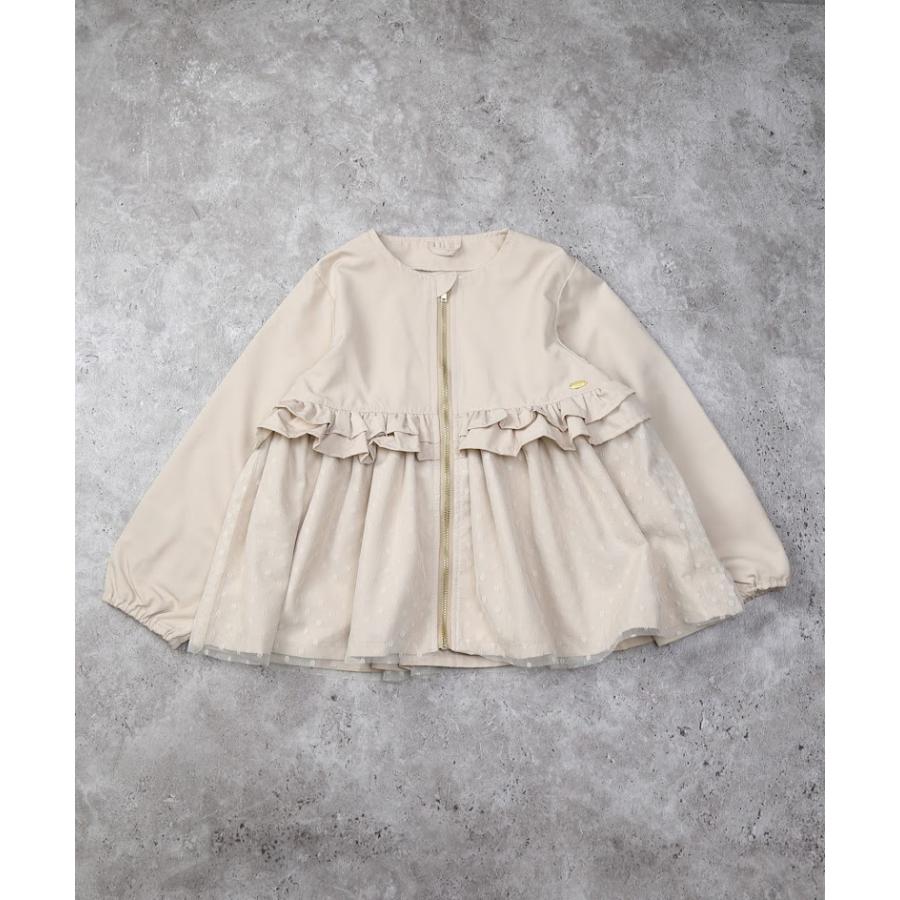 ラポシェビスキュイ La poche biscuit　チュール切り替えノーカラー ジャケット　( 90 100 110 120 130 140 ) | la poche biscuit | 04