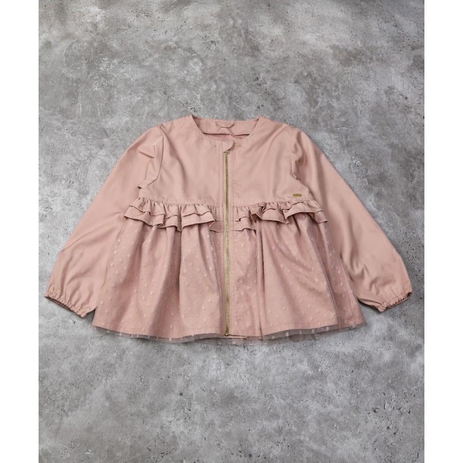 ラポシェビスキュイ La poche biscuit　チュール切り替えノーカラー ジャケット　( 90 100 110 120 130 140 ) | la poche biscuit | 05