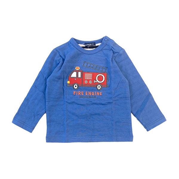 ●40％OFFセール●ラスト1点●mou jon jon(ムージョンジョン) 　恐竜 はたらく車 柄込アップリケ接結Ｔシャツ(レッド・90cm）アウトレット | moujonjon | 10