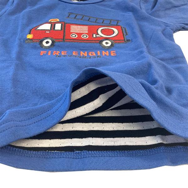 ●40％OFFセール●ラスト1点●mou jon jon(ムージョンジョン) 　恐竜 はたらく車 柄込アップリケ接結Ｔシャツ(レッド・90cm）アウトレット | moujonjon | 12