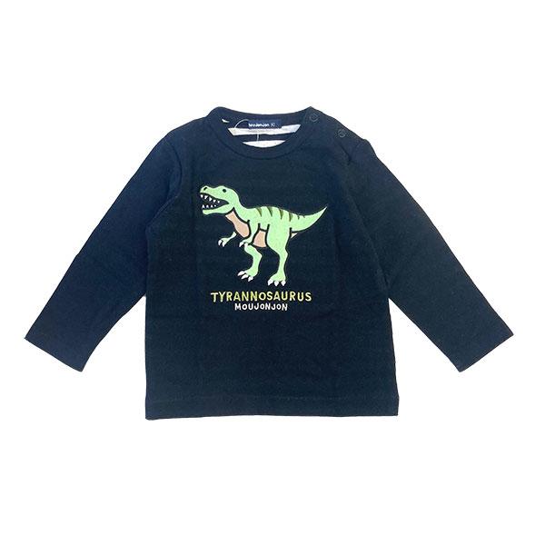 ●40％OFFセール●ラスト1点●mou jon jon(ムージョンジョン) 　恐竜 はたらく車 柄込アップリケ接結Ｔシャツ(レッド・90cm）アウトレット | moujonjon | 01