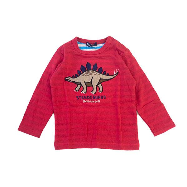 ●40％OFFセール●ラスト1点●mou jon jon(ムージョンジョン) 　恐竜 はたらく車 柄込アップリケ接結Ｔシャツ(レッド・90cm）アウトレット | moujonjon | 04