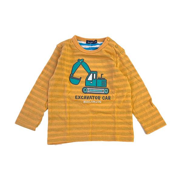 ●40％OFFセール●ラスト1点●mou jon jon(ムージョンジョン) 　恐竜 はたらく車 柄込アップリケ接結Ｔシャツ(レッド・90cm）アウトレット | moujonjon | 07