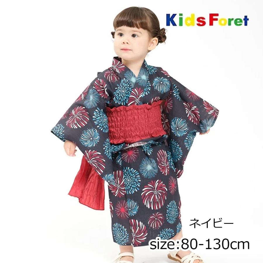 ジョリージュリー JollyJury 【WEB限定】 花火柄浴衣・帯セット ( 80 90 100 110 120 130 )　子ども服 キッズ | Kids Foret