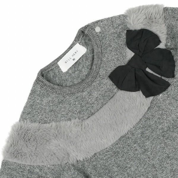 ●50％OFFセール●ウィルメリー　Will Mery　リボン付きファー配色ブークレ裏起毛ワンピース（80-130）/丸高衣料　アウトレット | Will Mery | 04