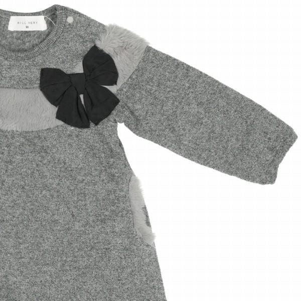 ●50％OFFセール●ウィルメリー　Will Mery　リボン付きファー配色ブークレ裏起毛ワンピース（80-130）/丸高衣料　アウトレット | Will Mery | 05