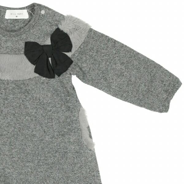 ●50％OFFセール●ウィルメリー　Will Mery　リボン付きファー配色ブークレ裏起毛ワンピース（80-130）/丸高衣料　アウトレット | Will Mery | 05