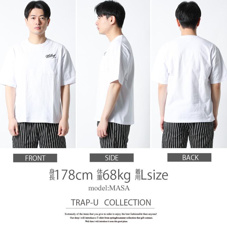 Tシャツ 半袖 刺繍 ポケットTシャツ ワンポイント ロゴ 丸首 綿