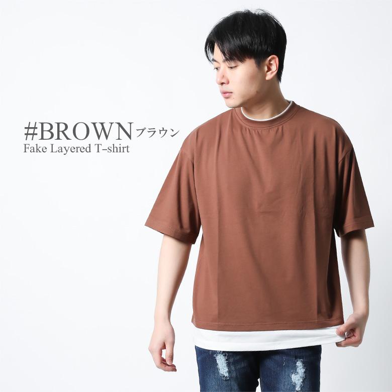 半袖Tシャツ　フェイクレイヤード　レイヤードデザイン　外国人女性　4Ⅼ 3XL Tシャツ メンズ 半袖 ティーシャツ フェイクレイヤード