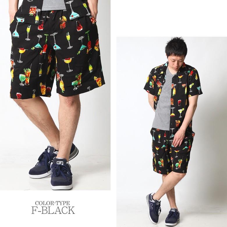 ショートパンツ メンズ ハーフパンツ ショーツ 短パン 半ズボン イージーパンツ レーヨン 総柄 アロハ柄 黒 ネイビー M L Xl 2l Ll 大きいサイズ 19 Maqua Store 通販 Yahoo ショッピング
