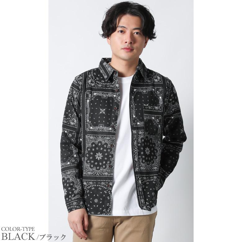 REALCONTENTS 長袖 シャツ ペイズリー柄 バンダナ柄 メンズ 長袖