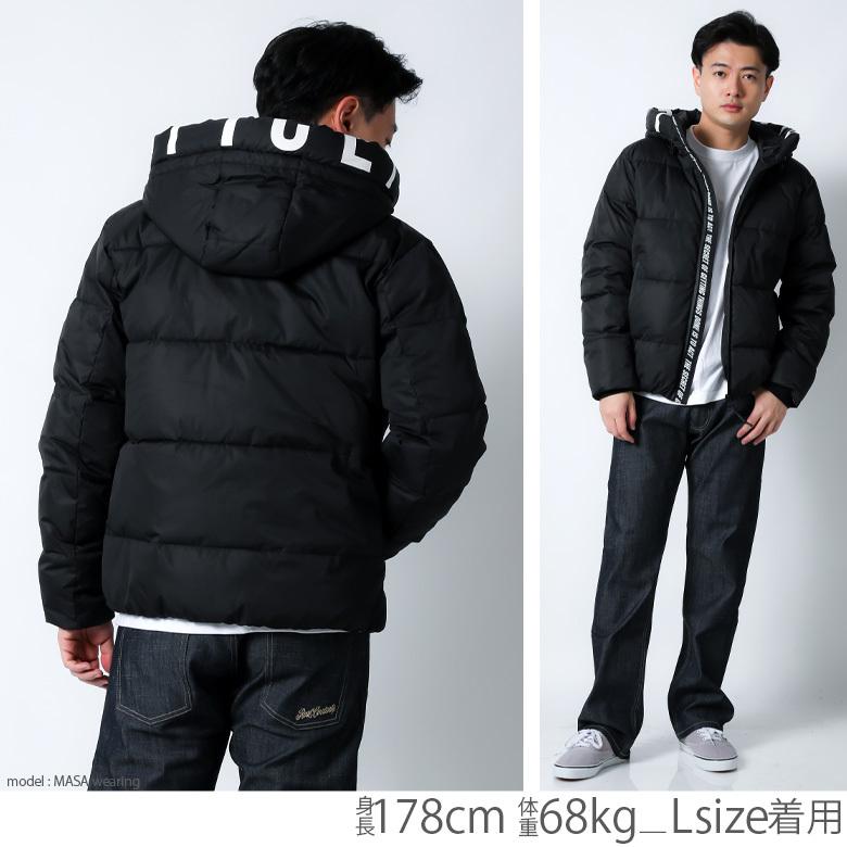 中綿ジャケット メンズ ブルゾン 中綿 軽量 フード ロゴ プリント ブラック ホワイト レッド 黒 白 赤 冬 冬服 冬物 おしゃれ かっこいい 暖かい ブルゾン 21 H606 Maqua Store 通販 Yahoo ショッピング