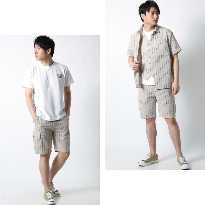 Supreme ストライプショートパンツ ベージュ セットアップ可能商品 ストライプパンツ メンズ ショートパンツ