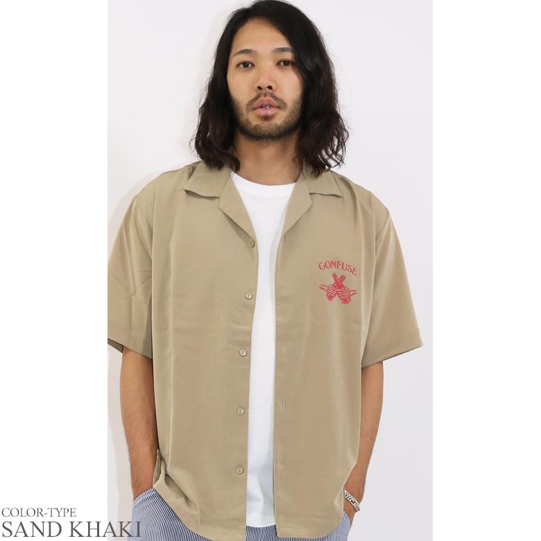 TES HURRICANE OPEN SHIRT 開襟シャツ バックプリント CONFUSE 開襟シャツ 半袖 メンズ オープンカラー レーヨン風