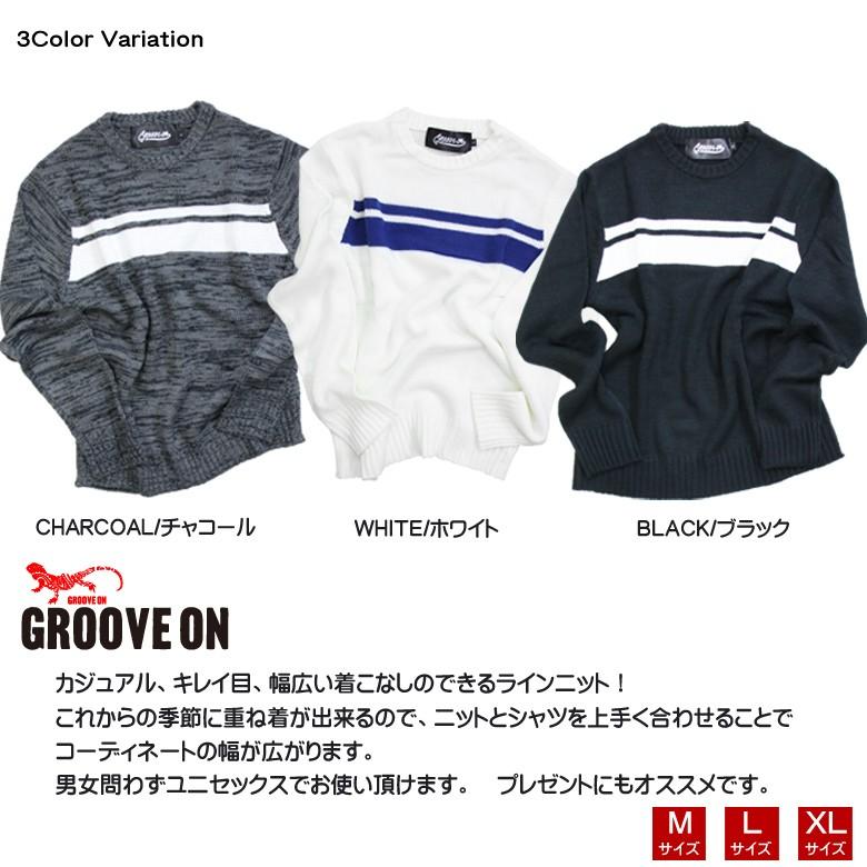 ボーダーニット メンズ 長袖 男女兼用 ニット ラインニット Grooove On Gokn Maqua Store 通販 Yahoo ショッピング