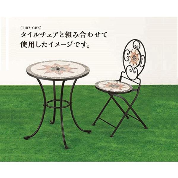 タイルテーブル おしゃれ 屋外 丸 ガーデンテーブル 机 丸型 テーブル パラソル ファニチャー 100 品質保証 家具 サイドテーブル 庭 丸形 Tir7 60tbk
