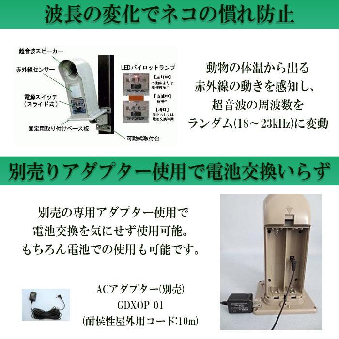 猫　超音波　撃退器　GDX-2　日本製　ネコ　忌避　猫被害防止機　猫除け　猫よけ　猫よけ対策　動物撃退器　ガーデンバリア　猫被害　超音波式　猫対策