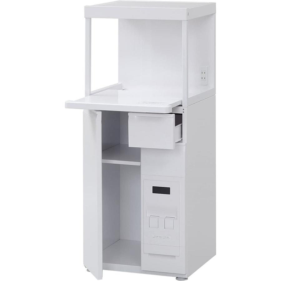 ホワイト レンジボード コンセント付き 収納 米びつ台 レンジ台 キッチン台 レンジラック ファインキッチン 幅48cm 米収納12kg （ 日本製 レンジ台