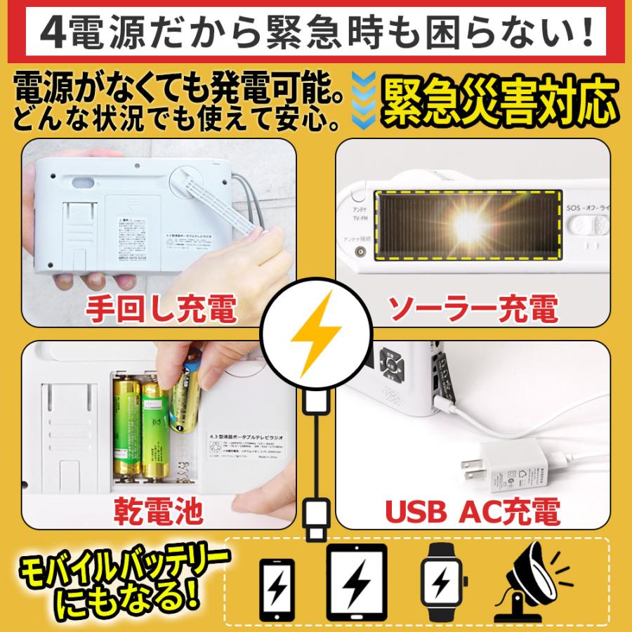 防災ラジオ 小型多機能 FM AM ソーラー 手回し充電 スマホ充電対応 USB