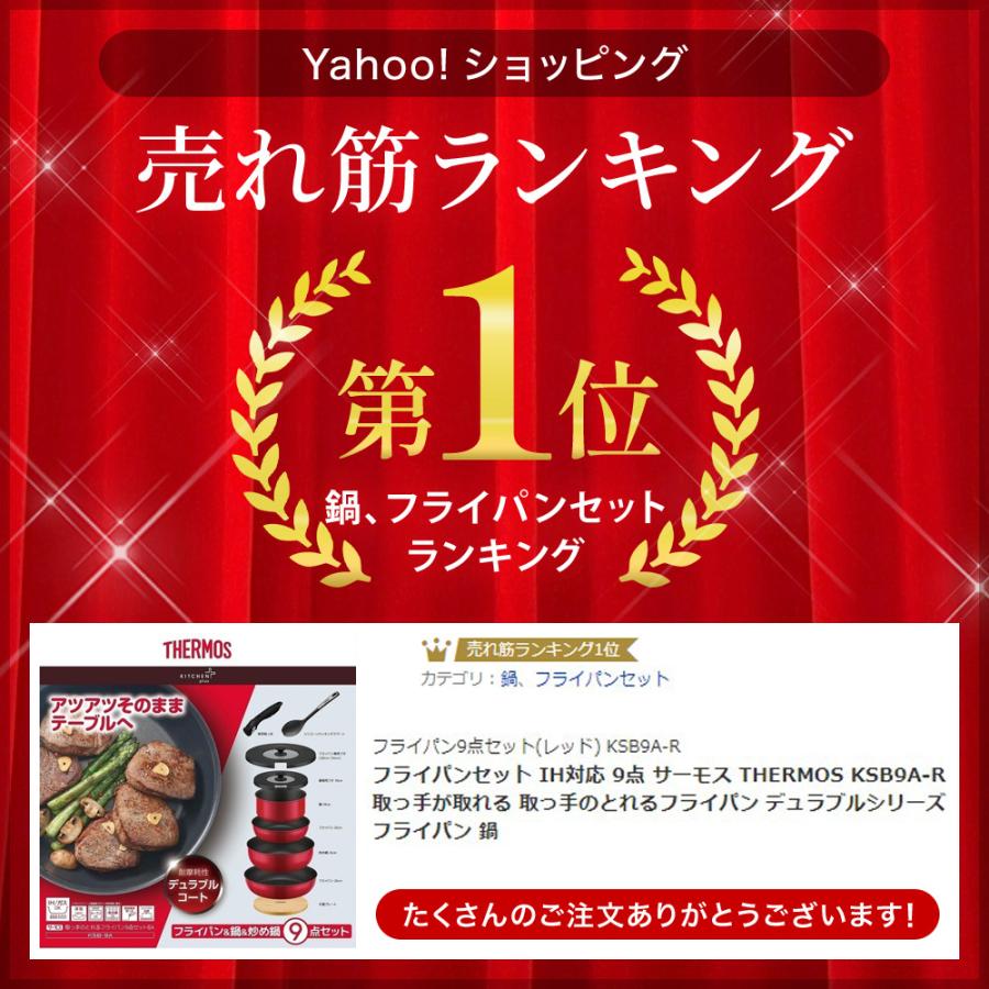 THERMOS フライパンセット IH対応 9点 サーモス KSB9A-R 取っ手 THERMOS フライパンセット IH対応 9点 サーモス KSB9A-R 取っ手