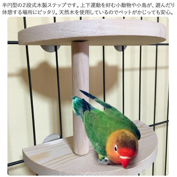 ケージ用ステップ コーナー 小動物 2段 木製 足場 ステップ 踏み台