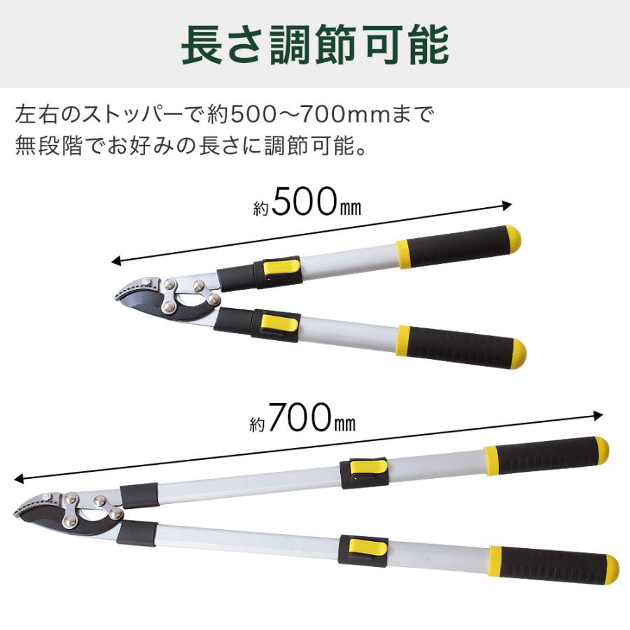 高枝切りバサミ 軽量 伸縮 枝切り鋏 高枝切り鋏 ラチェット式 剪定鋏 剪定ばさみ 太枝切り鋏 高枝切 枝切り鋏 枝きりはさみ 枝切りバサミ 高枝 鋏｜attention8-25｜03