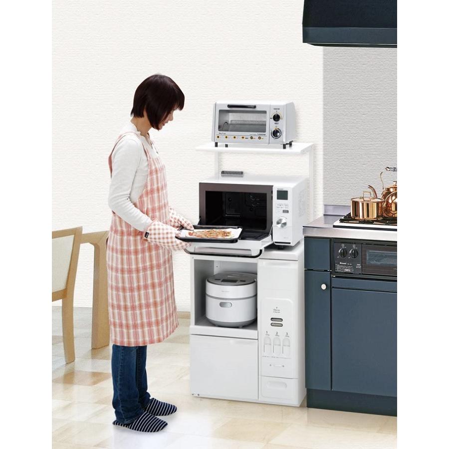 レンジ台 幅56 おしゃれ 日本製 エムケー精工 KLS-07W ホワイト ファインキッチン ロータイプレンジ台の画像