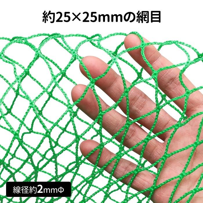 養生ネット グリーンネット 5m×10m 25mm目 防球ネット 折りたたみ 鳥よけネット グリーン 野球 防鳥ネット カラス グリーンネットフェンス｜attention8-25｜06