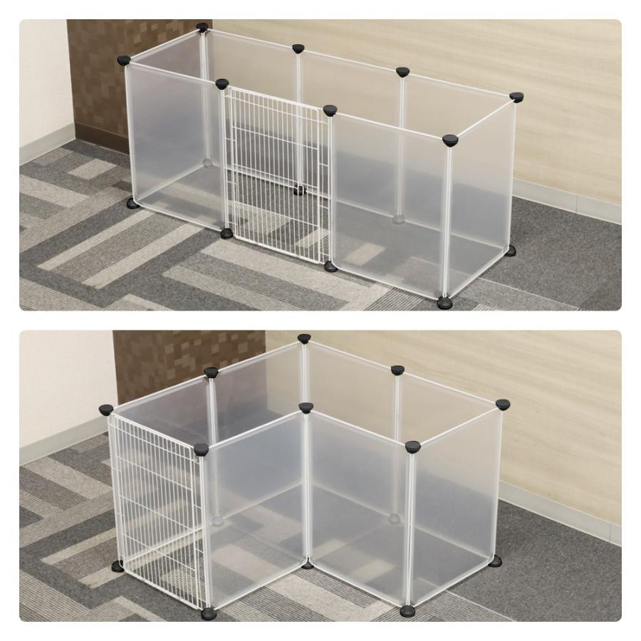 ペットフェンス ドア付き 12枚 透明 格子 扉 犬用 室内 ペットゲート